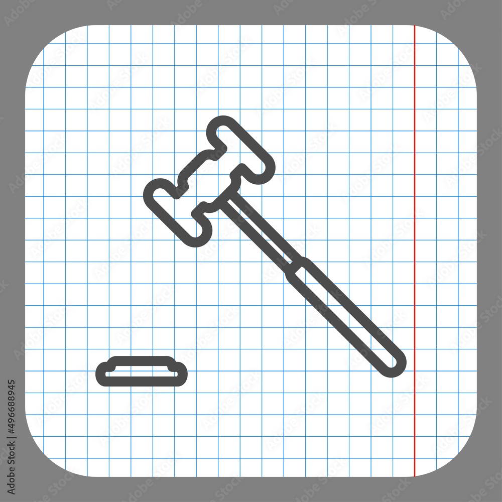 Judge gavel simple icon vector. Flat desing. On graph paper. Grey background.ai Judge gavel simple icon vector. Flat desing. On graph paper. Grey background.ai
