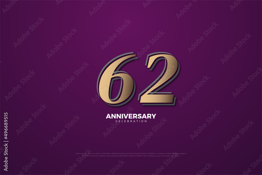 62nd anniversary background with number illustration.
