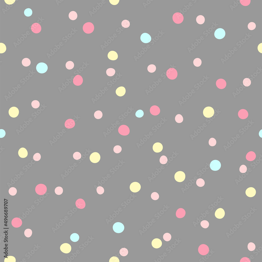 Cute seamless pattern with scattered round spots. Endless girly print. Simple vector illustration. Cute seamless pattern with scattered round spots. Endless girly print. Simple vector illustration.