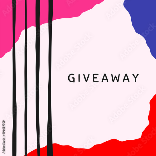 Square modern background with text Giveaway. Drawn by hand. Creative vector illustration.