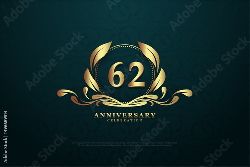 62nd anniversary background with number illustration.