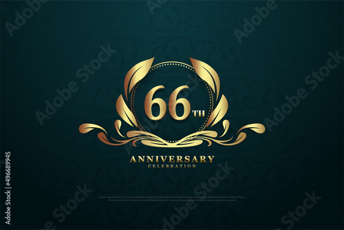 66th anniversary background with number illustration. 
