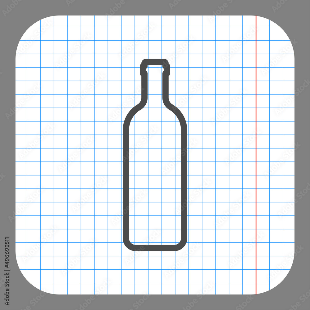 Bottle simple icon vector. Flat desing. On graph paper. Grey background.ai Bottle simple icon vector. Flat desing. On graph paper. Grey background.ai