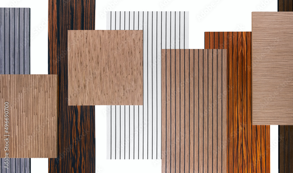 Set of different wooden panels for walls and floor isolated on white background Set of different wooden panels for walls and floor isolated on white background