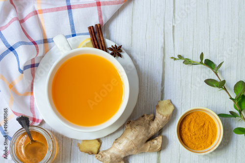 Curcumin Turmeric Powder tea with Ginger Honey and Lemon