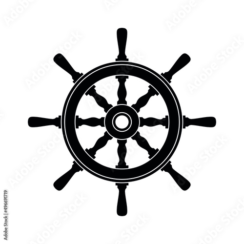 Steering wheel icon. Captain's steering wheel. Ship wheel. Isolated vector illustration on a white background.