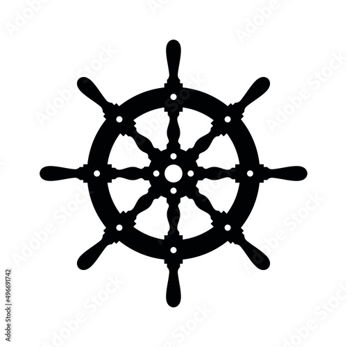 Steering wheel icon. Captain's steering wheel. Ship wheel. Isolated vector illustration on a white background.