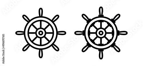 Steering wheel icon. Captain's steering wheel. Ship wheel. Isolated vector illustration on a white background. photo