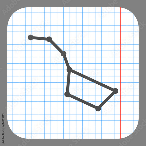 Big Dipper simple icon. Flat desing. On graph paper. Grey background.ai