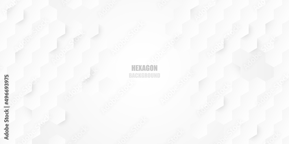 Embossed hexagon, abstract honeycomb, white background, light and shadow. Vector. - obrazy, fototapety, plakaty 