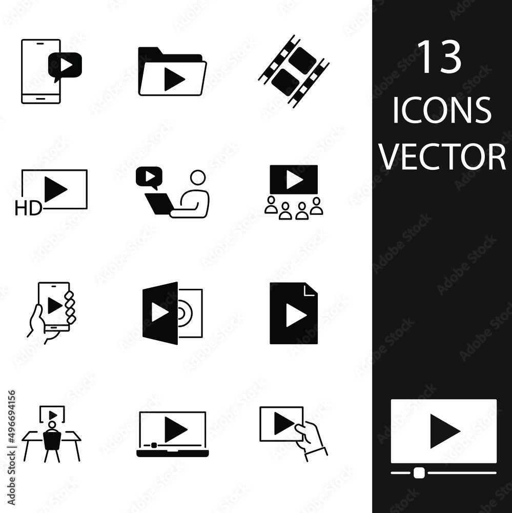 video icons set . video pack symbol vector elements for infographic web video icons set . video pack symbol vector elements for infographic web