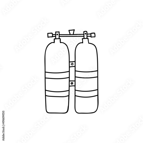 Doodle diving tank illustration in vector. Hand drawn diving tank icon in vector. Diving tank doodle icon