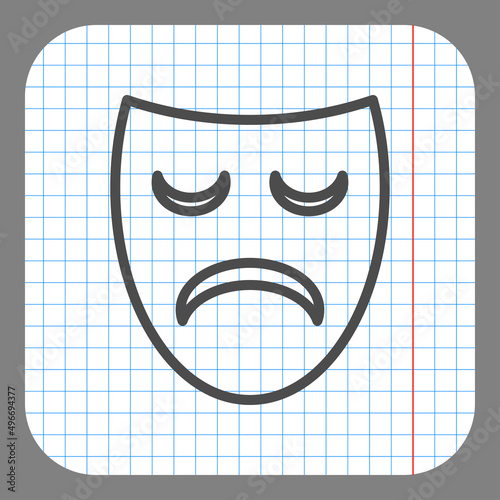 Mask simple vector icon. Flat desing. On graph paper. Grey background.ai