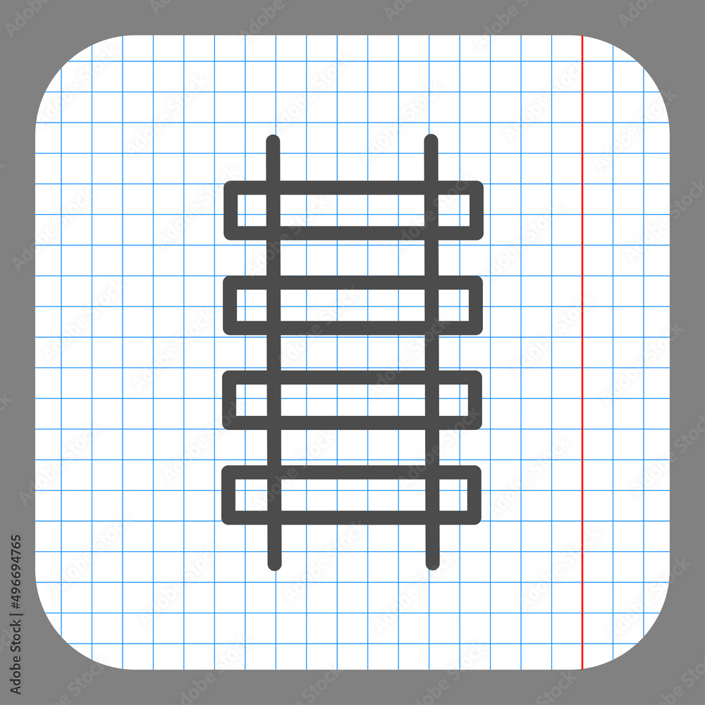 Railway simple icon. Flat desing. On graph paper. Grey background.ai Railway simple icon. Flat desing. On graph paper. Grey background.ai