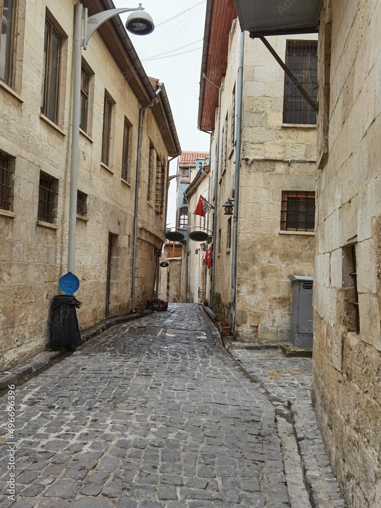 the narrow streets of Bey district in gaziantep