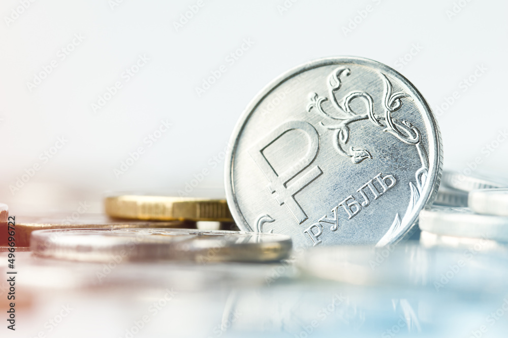 coins Russian rubles close-up coins Russian rubles close-up