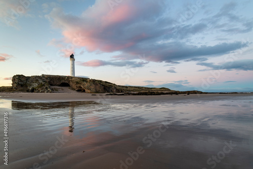 lighthouse on the moray coast at dawn