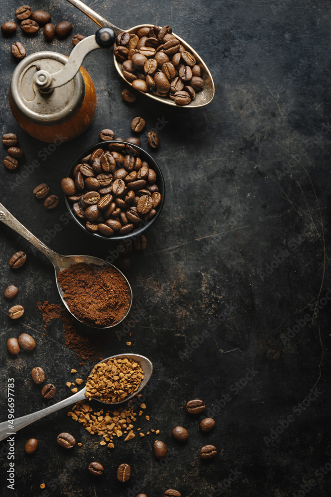 Coffe concept with coffee beans - obrazy, fototapety, plakaty 