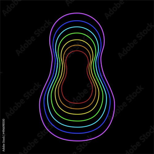 Spiritual growth, Rainbow color marked layers of the male body. The etheric, emotional, metallic, astral, celestial, and causal layers. Isolated vector on white background