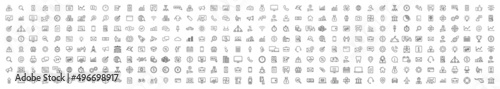 Set of 330 Business icons. Business and Finance web icons in line style. Money, bank, contact, infographic. Icon collection. Vector illustration.