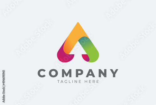Initial A logo, colorful gradient letter A with arrow inside, can be used for brand and company logos, vector illustration