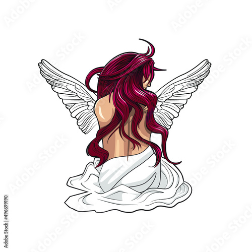 angel with red hair vector illustration design