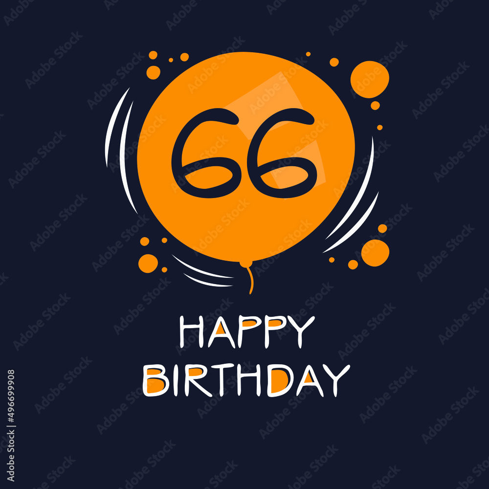Creative Happy Birthday to you text (66 years) Colorful greeting card ,Vector illustration.