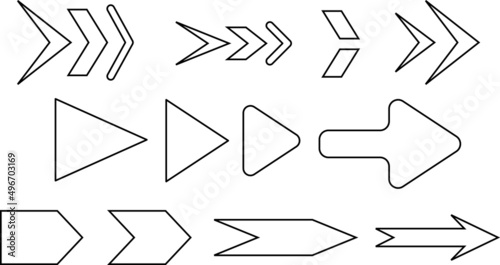 Arrows line stroke vector set