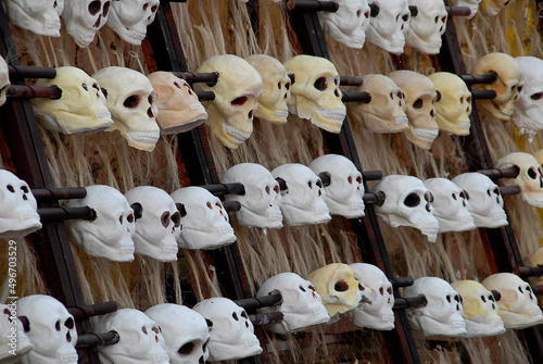 tzompantli, modern representation of a tzompantli, day of the dead tradition in Mexico, mexican traditions photo