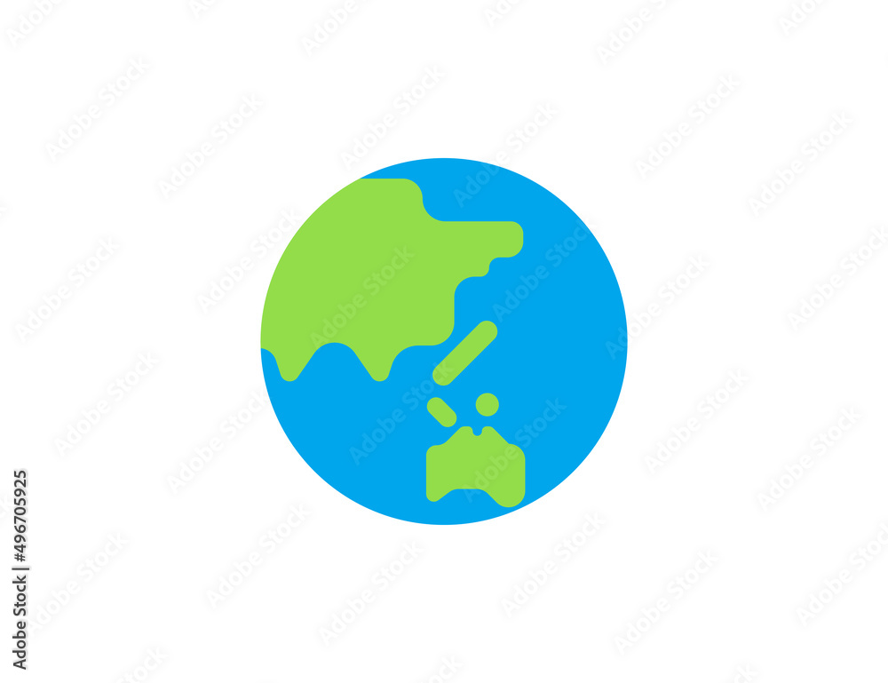 Globe Showing Asia-Australia vector flat emoticon. Isolated Globe Showing Asia-Australia illustration. Globe Showing Asia-Australia icon Globe Showing Asia-Australia vector flat emoticon. Isolated Globe Showing Asia-Australia illustration. Globe Showing Asia-Australia icon