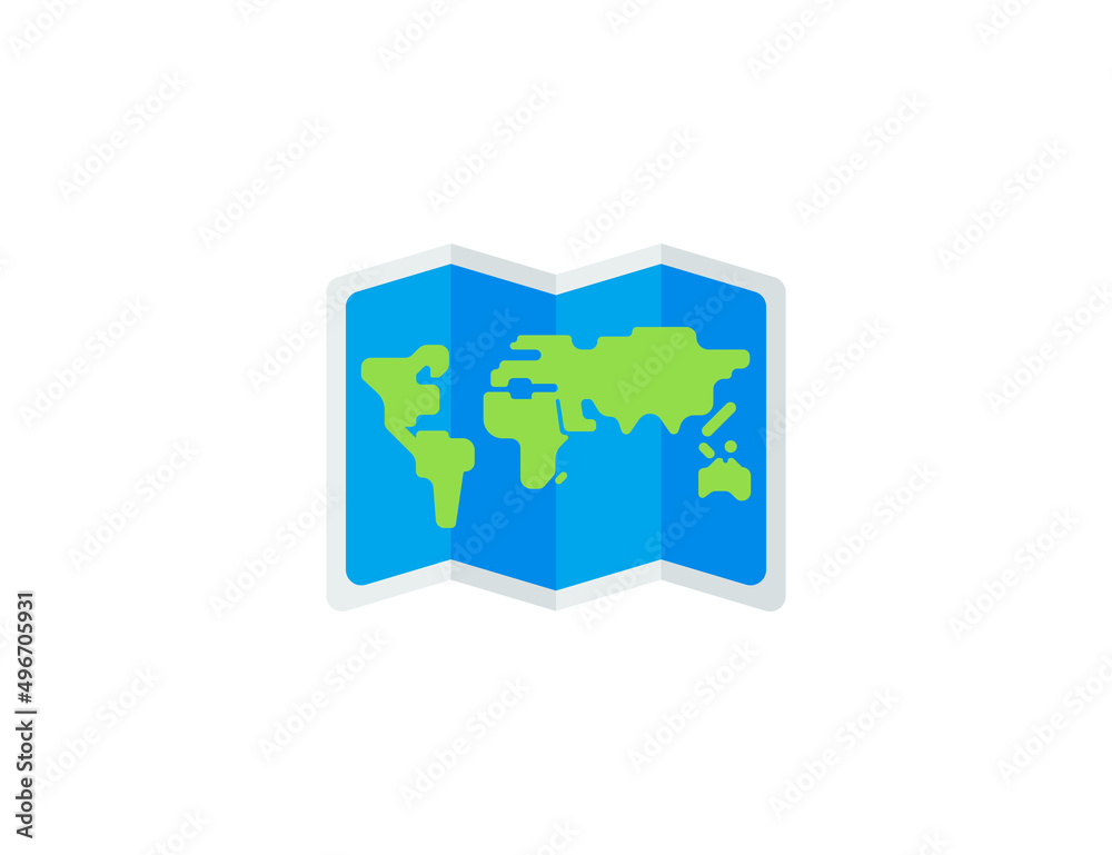 World Map vector flat emoticon. Isolated World Map illustration. World Map icon