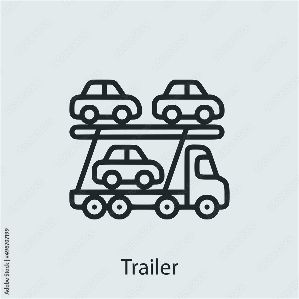 trailer icon vector icon.Editable stroke.linear style sign for use web design and mobile apps,logo.Symbol illustration.Pixel vector graphics - Vector