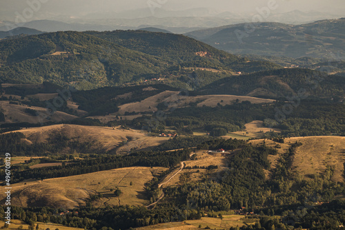View of the hills and valleys of Serbia