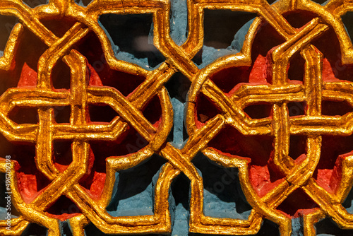 abstractions background with arabesque with spanish moorish buildings in close-up