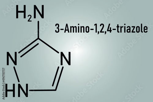 3-Amino-1,2,4-triazole (3-AT, Amitrol)  herbicide molecule. Skeletal formula.