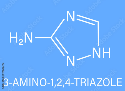 3-Amino-1,2,4-triazole (3-AT, Amitrol)  herbicide molecule. Skeletal formula.