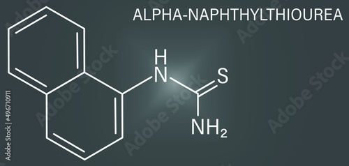 Alpha-naphthylthiourea (ANTU) rodenticide molecule. Skeletal formula.