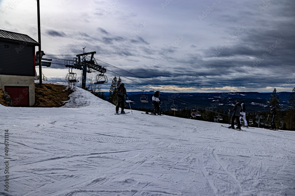 lift in the mountain, ski resort in the mountains, Tryvann, Oslo, Norway