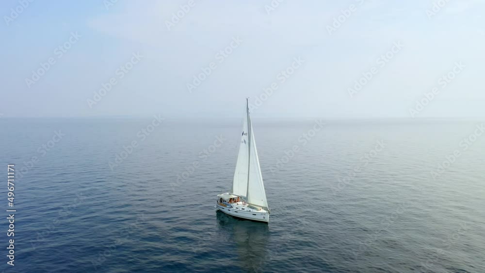 Sailing yacht in the sea. Beautiful aerial drone shot. Sailing yacht in the sea. Beautiful aerial drone shot.