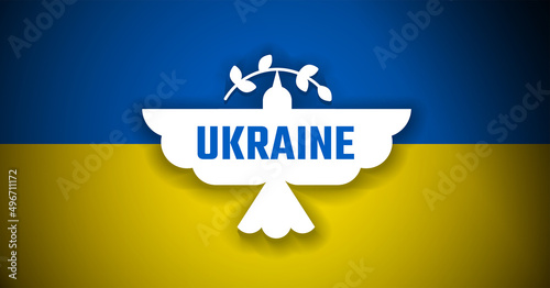 Ukraine flag with dove of peace - Ukraine abstract background vector illustration
