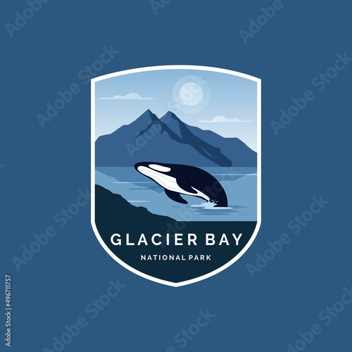 Emblem patch logo illustration of Glacier Bay National Park