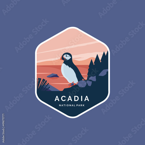 acadia national park emblem sticker patch vector symbol illustration design  photo
