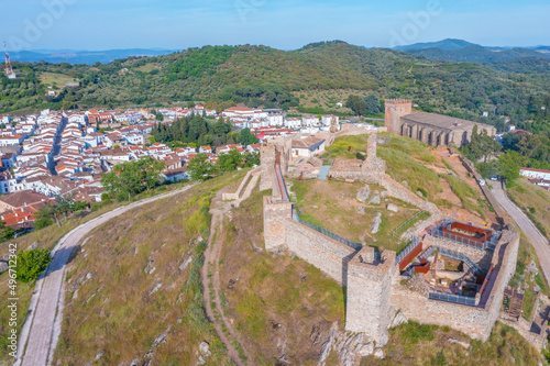 Panorama view of castle in Spanish town Aracena. photo