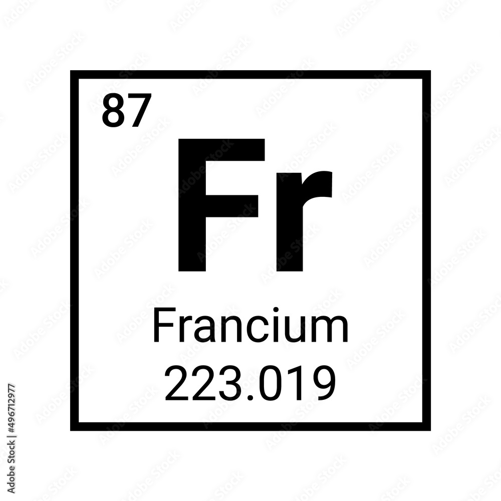 Francium chemical element atom icon. Laboratory science francium