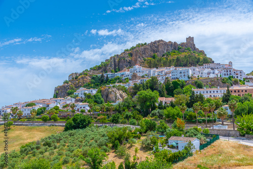 Panorama view of Spanish town Zahara de la Sierra.