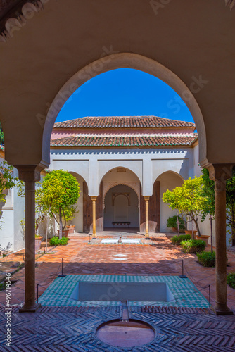 view of one of courtyards of the alcazaba fortress in malaga. photo