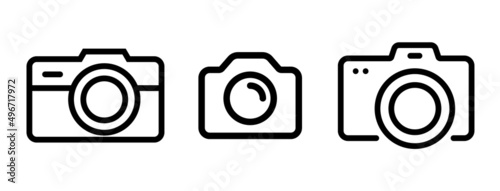Camera line icon stroke vector photo outline logo. Photography pictogram camera web symbol