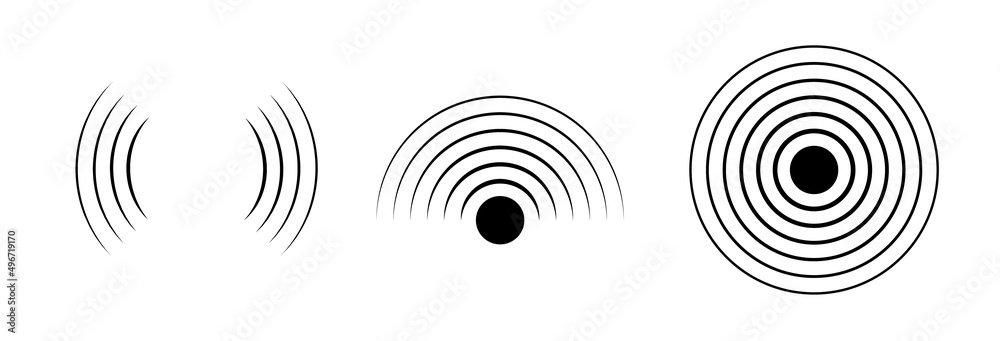 SIgnal sound wave icon circle. Pulse vector sonic digital graphic noise symbol wave - obrazy, fototapety, plakaty 