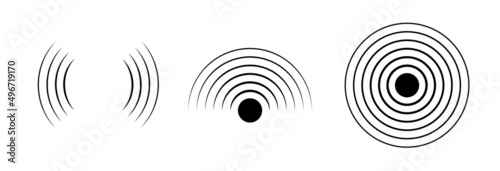 SIgnal sound wave icon circle. Pulse vector sonic digital graphic noise symbol wave photo