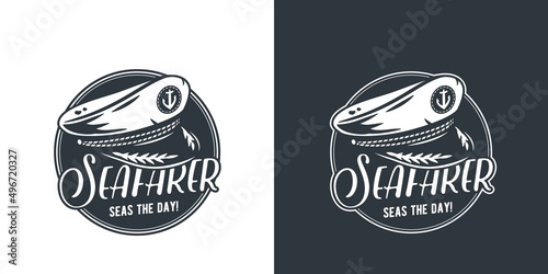 Marine captain cap, nautical print, sea farer or ocean traveller, travel and cruises